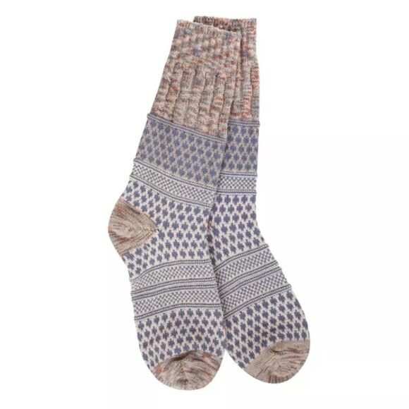 Worlds Softest Socks Ragg Crew Women's Size 6-11 Mushroom Stripe CHRISTMAS NWT - Picture 1 of 4